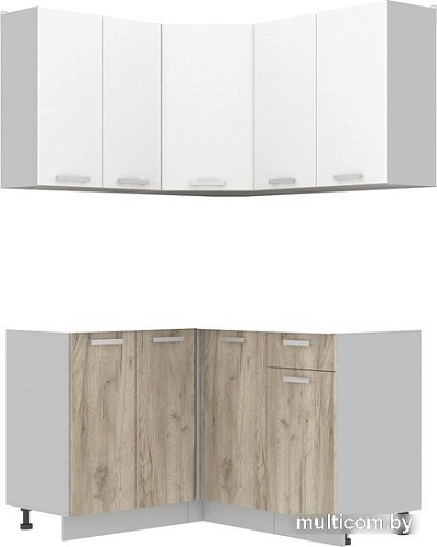 Готовая кухня Интерлиния Мила Лайт 1.2x1.2 без столешницы (белый платинум/дуб серый)