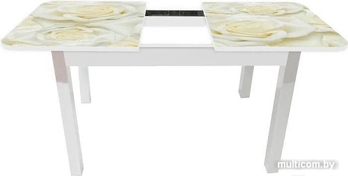 Кухонный стол Solt Рита 3с №164 (кромка белая/царга белая/ноги квадратные белые)