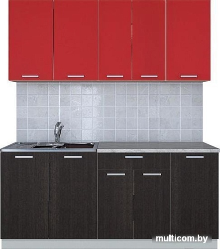 Кухня Интерлиния Мила Лайт 1.8 (красный/дуб венге)