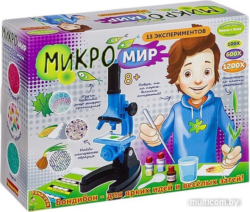 Детский микроскоп Bondibon Науки с Буки Микромир. 13 экспериментов ВВ2713