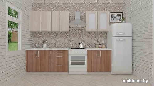 Кухня ВерсоМебель ВерсоЛайн 5-2.2 (ясень шимо светлый/ясень шимо темный)