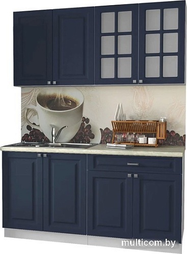 Готовая кухня Интерлиния Мила Деко 1.7А (индиго/индиго/опал светлый)