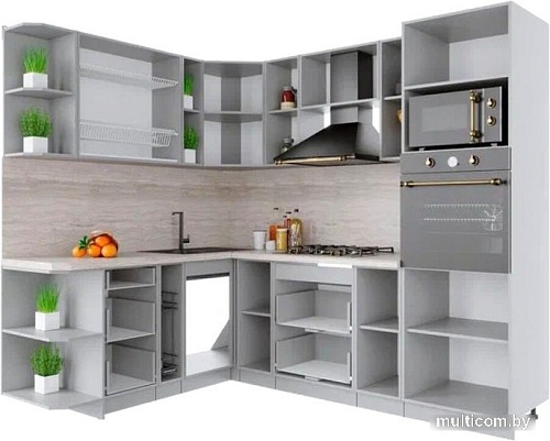 Готовая кухня Интерлиния Мила Крафт 1.88x2.4 левая (дуб полярный)