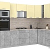 Готовая кухня Интерлиния Мила Лайт 1.88x3.2 правая (ваниль/бетон/травертин)