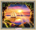 Алмазная мозаика Алмазная Живопись Корабль на закате АЖ-1765