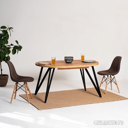 Кухонный стол Millwood Женева 3 Л D100x140x100x76 (дуб золотой Craft-металл черный)