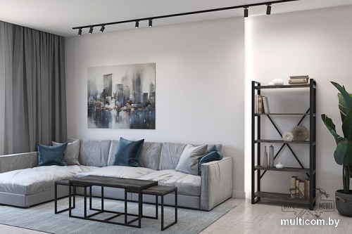 Стеллаж Hype Mebel Стандарт-2 50x200 (черный/дуб галифакс натуральный)