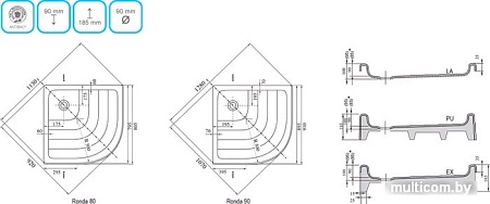 Душевой поддон Ravak Kaskada Ronda PU 90x90