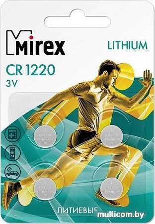 Элементы питания Mirex CR1220 Mirex литиевая блистер 4 шт. 23702-CR1220-E4
