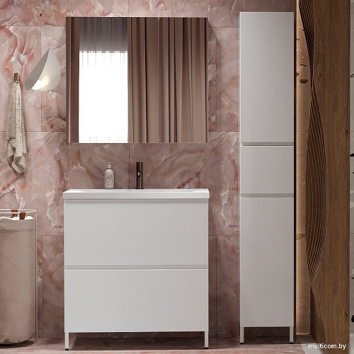Belux Тумба под умывальник Минск Н 80-02 (1, белый глянцевый)