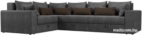 Угловой диван Лига диванов Майами Long 92 левый (рогожка серый/подушки серые/коричневые)