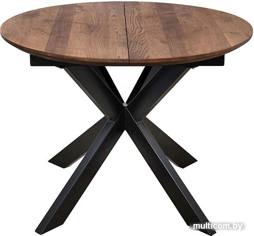 Кухонный стол ОКА Раунд 100-140x75 (дуб мореный/черный)