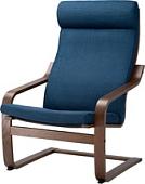 Интерьерное кресло Ikea Поэнг (коричневый/шифтебу темно-синий) 093.028.28