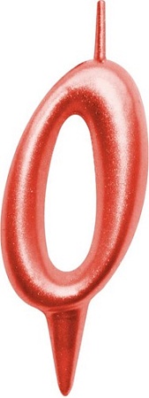 Свеча для торта Мультидом Овал Цифра 0 МС5-30 (красный)