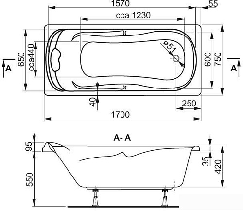 Ванна VagnerPlast Charitka 170x75