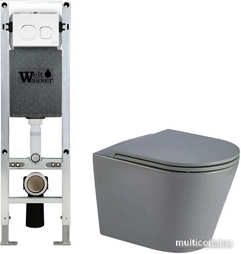 Унитаз подвесной WeltWasser Amberg 350 ST + Salzbach 043 MT-GR + Amberg RD-WT (серый матовый)