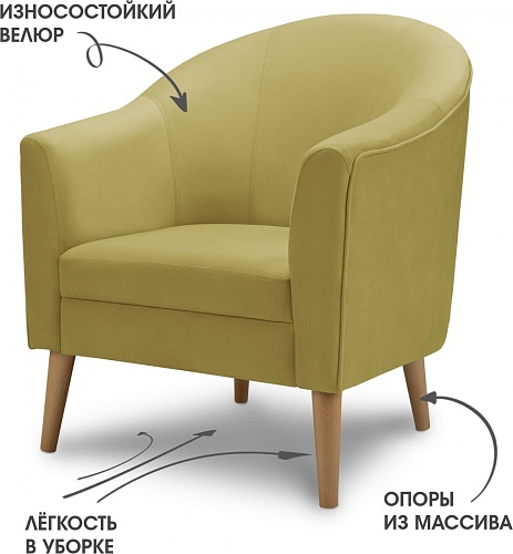 Интерьерное кресло Mio Tesoro Арти (Velutto 28/натуральное дерево)