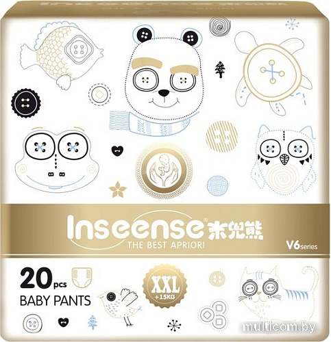 Трусики-подгузники Inseense Супертонкие V6 XXL 15+кг Ins20gold (20 шт)