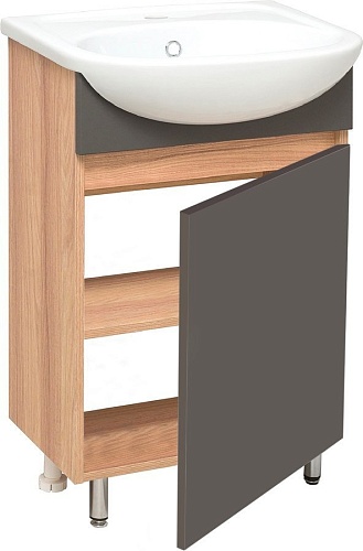 Runo Тумба с умывальником Runo Лада 40 + Mango 40 (напольная, дуб/графит)