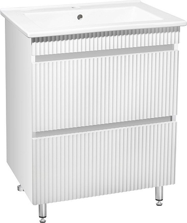 Runo Тумба с умывальником Runo Модена 75 + Оскар 75 (напольная, белый)