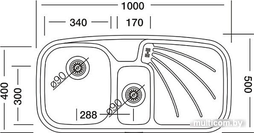 Кухонная мойка Kromevye Palmira EX 313 K