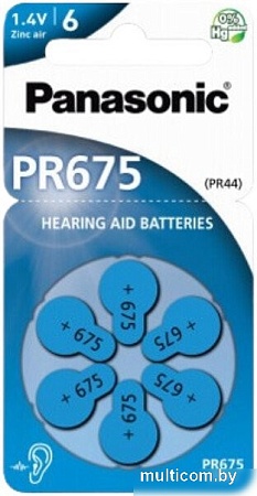 Батарейка Panasonic PR675 PR44 PR-675/6LB (6 шт)