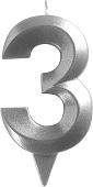 Свеча для торта Мультидом Грань Цифра 3 МС5-23 (хром)