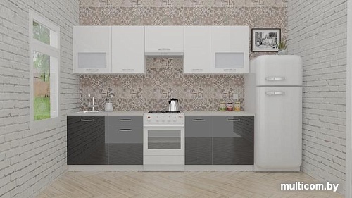 Кухня ВерсоМебель ЭкоЛайт-6 2.7 (белый/черный графит)