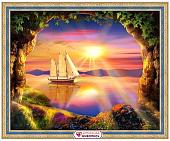 Алмазная мозаика Алмазная Живопись Корабль на закате АЖ-1765