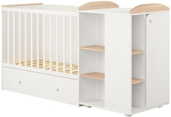 Кроватка-трансформер Polini Kids Ameli 800, с комодом (белый/дуб пастельный)
