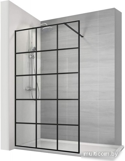 Душевая стенка Calani Soleo Walk In 120x195 CAL-K6013 (черный/прозрачное стекло)