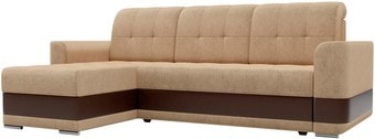 Угловой диван Mebelico Честер 61112 (левый, вельвет бежевый/экокожа коричневый)