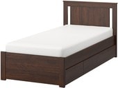 Кровать Ikea Сонгесанд 200x90 (коричневый, 2 ящика, без основания) 692.409.84