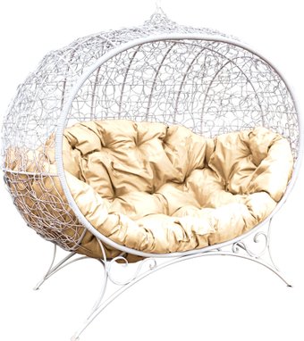 Садовый диван M-Group Улей на ножках 11220101 (белый ротанг/бежевая подушка)