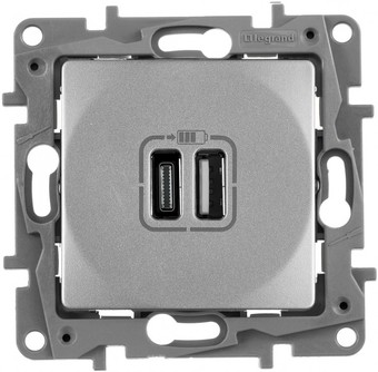 Розетка USB Legrand Etika 672436 (алюминий)