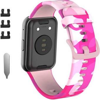 Ремешок Rumi силиконовый для Huawei Watch FIT, Watch FIT Elegant (розовый камуфляж)
