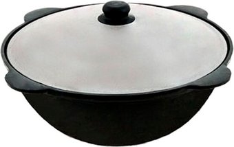 Казан Davr Metall Узбекский чугунный с крышкой, круглое дно (6 л)