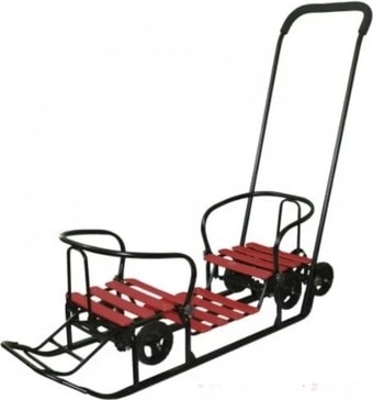 Санки-коляска Galaxy Погодки универсал 1 (черный/красный)