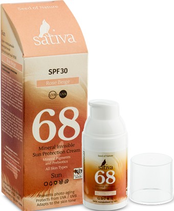 Крем солнцезащитный Sativa Солнцезащитный крем №68 (Rose Beige) SPF30 30 мл