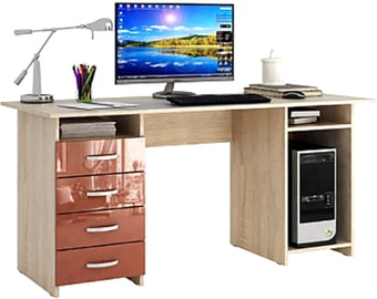 Письменный стол MFMaster Милан-6 Глянец (дуб сонома/терракотовый)