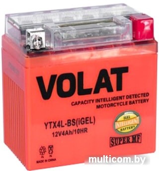 Мотоциклетный аккумулятор VOLAT YTX4L-BS(iGEL) (4 А·ч)