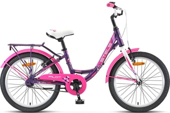 Детский велосипед Stels Pilot-250 Lady 20 V020 2021 (белый/фиолетовый)