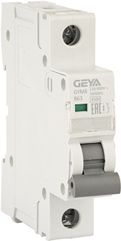 Выключатель автоматический GEYA GYM8 1P 63А B 4.5кА GYM81P63B