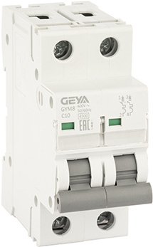 Выключатель автоматический GEYA GYM8 2P 10А C 4.5кА GYM82P10C