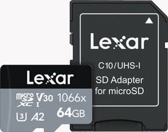 Карта памяти Lexar microSDXC LMS1066064G-BNANG 64GB (с адаптером)
