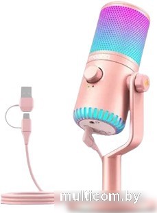 Проводной микрофон Maono DM30 RGB (розовый)