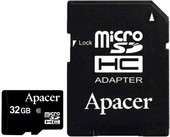 Карта памяти Apacer microSDHC (Class 10) 32GB + адаптер (AP32GMCSH10-R)