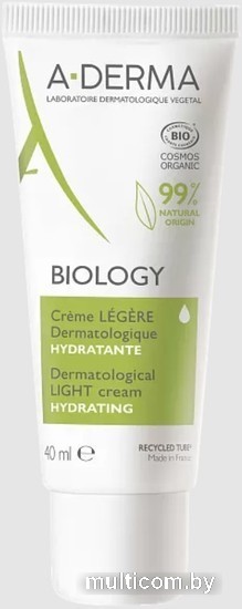 A-Derma Крем для лица Biology увлажняющий для нормальной и комбинированной кожи 40 мл