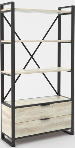 Стеллаж Hype Mebel Стандарт Люкс 80x200 (черный/древесина белая)