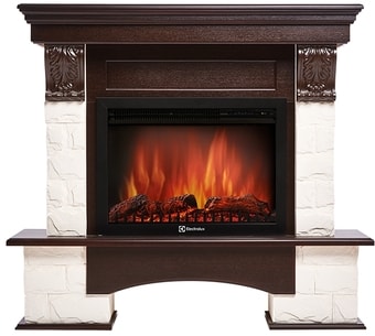 Портал Firelight Forte 25S (камень белый/шпон темный дуб)